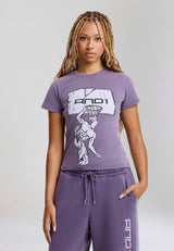 T-Shirt ajusté au lavage vintage pour Femmes - Violet