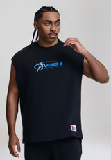 Mens Vintage Look Timeout Sleeveless Sweatshirt - Black / Blue