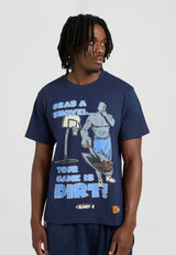 Męska koszulka T-shirt z napisem Grab A Shovel Trash Talk - Granatowa