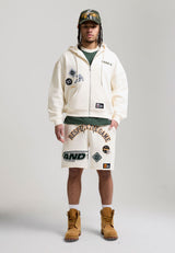 Mens Respect The Game Applique Badge Shorts - Ecru