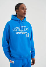 Męska Core bluza z kapturem z graffiti logo – Niebieski