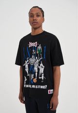 Herren Core Retro Logo Grafik T-Shirt - Schwarz