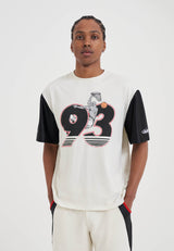 Mens Jersey Style Colourblock T-Shirt - Ecru