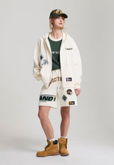 Womens Respect The Game Applique Badge Shorts - Ecru