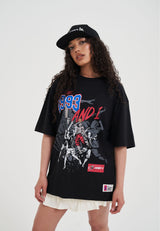 Kobieca oversizeowa koszulka T-shirt z grafikiem z 1993 roku – Czarny