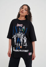 Damen Core Retro Logo Grafik T-Shirt - Schwarz