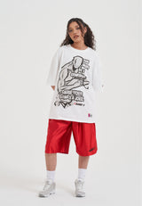 Short de basket-ball Core Satin Badge pour femme - Rouge