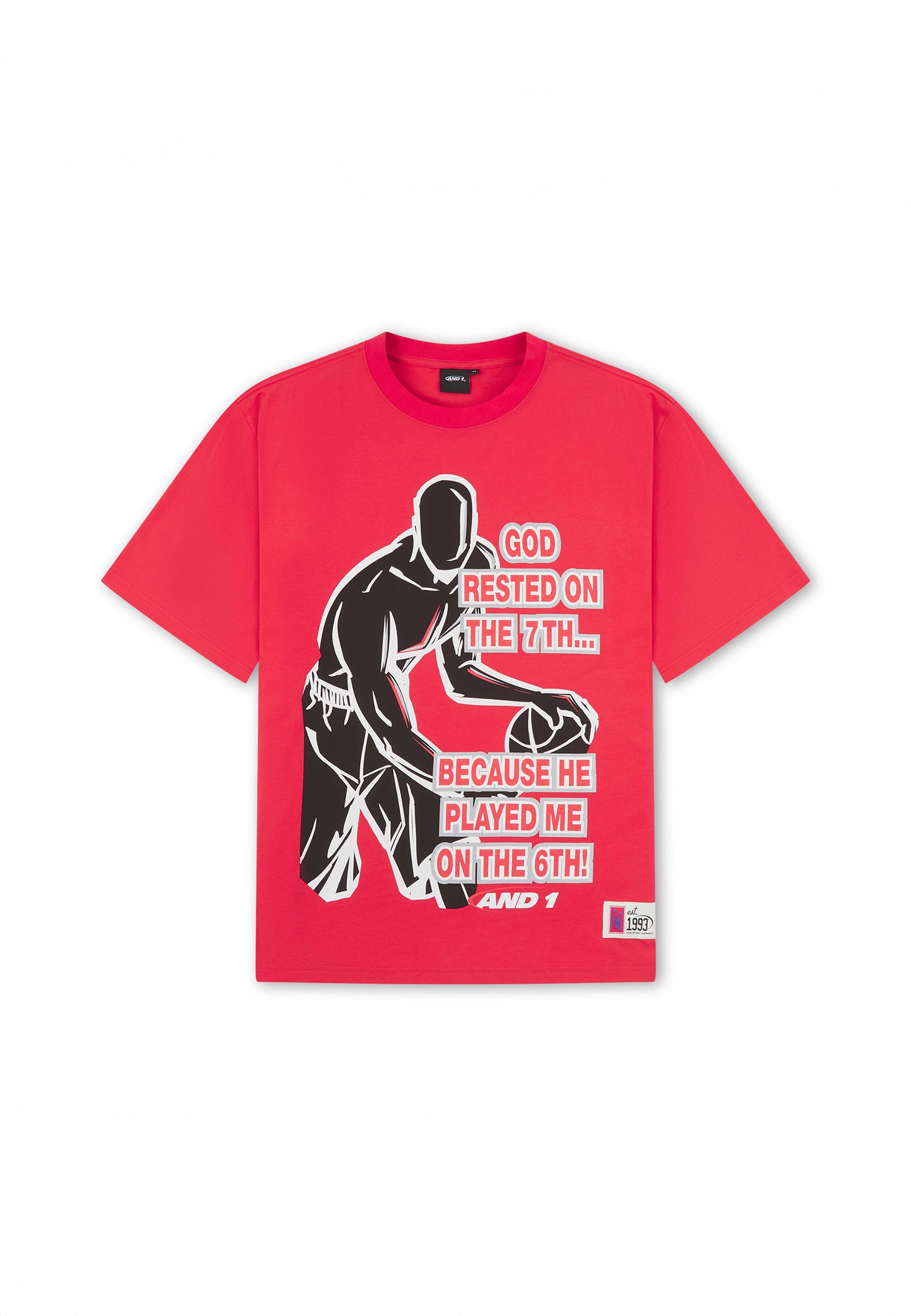 Womens Rested on the 7th Trash Talk T-Shirt - Red – And1