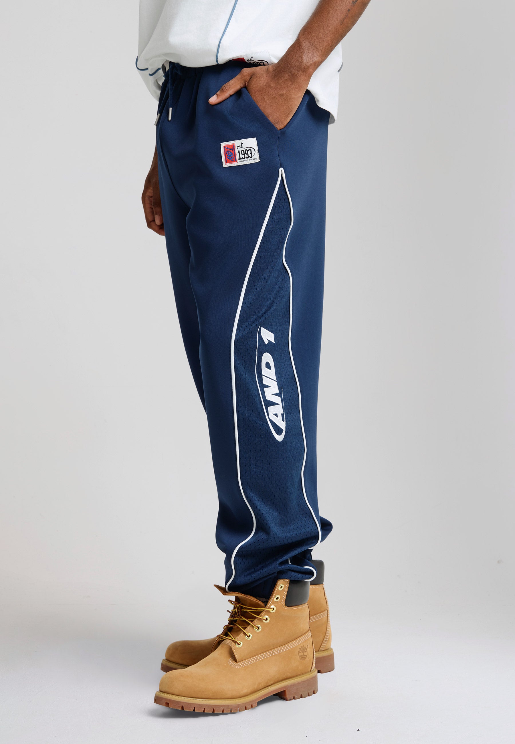 Unisex Logo Panelled Track Pants - Navy – And1