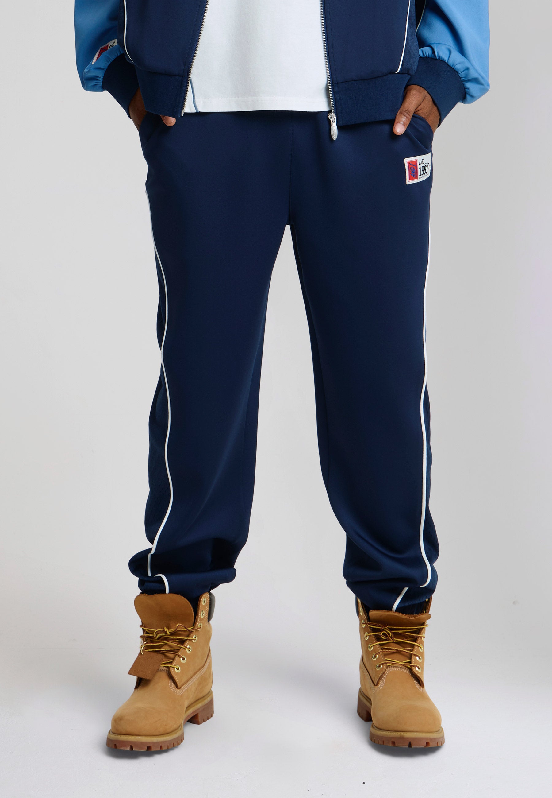Unisex Logo Panelled Track Pants - Navy – And1