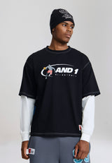 Logo Streetball Doppelärmel-T-Shirt - Schwarz