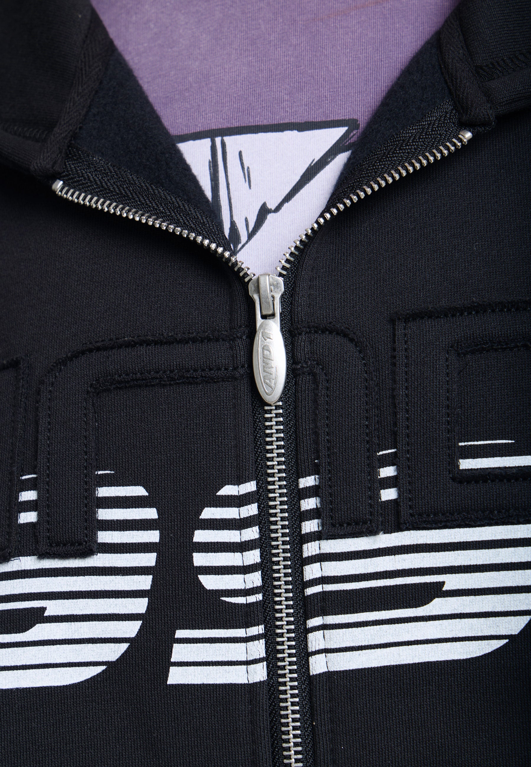 Unisex Logo Self Applique Zip Thru Hoodie - Black – And1