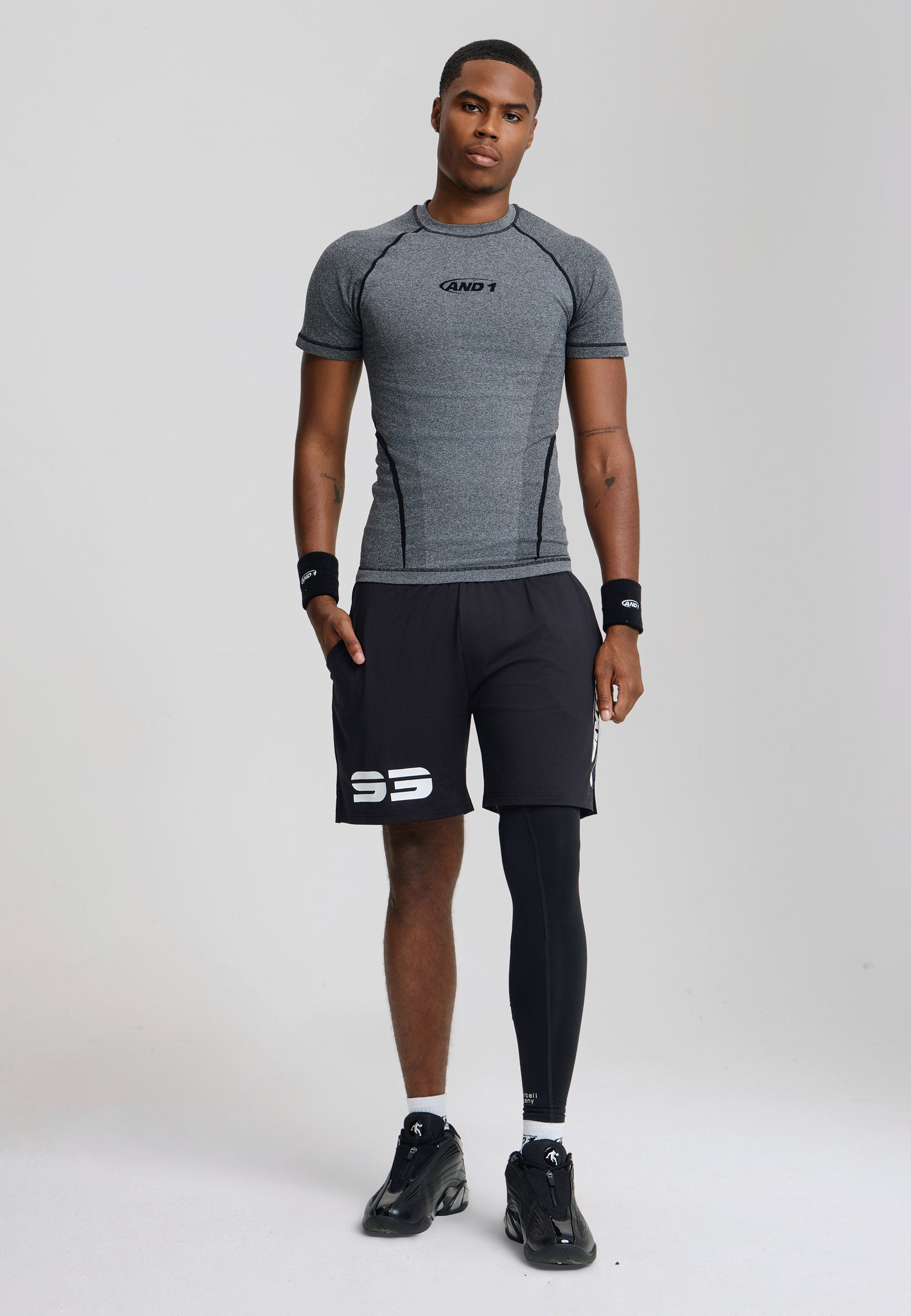 Unisex Double Layer Running Shorts - Black – And1