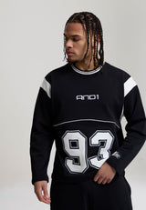 Mens Ls 93 Applique Panelled Sweatshirt - Black