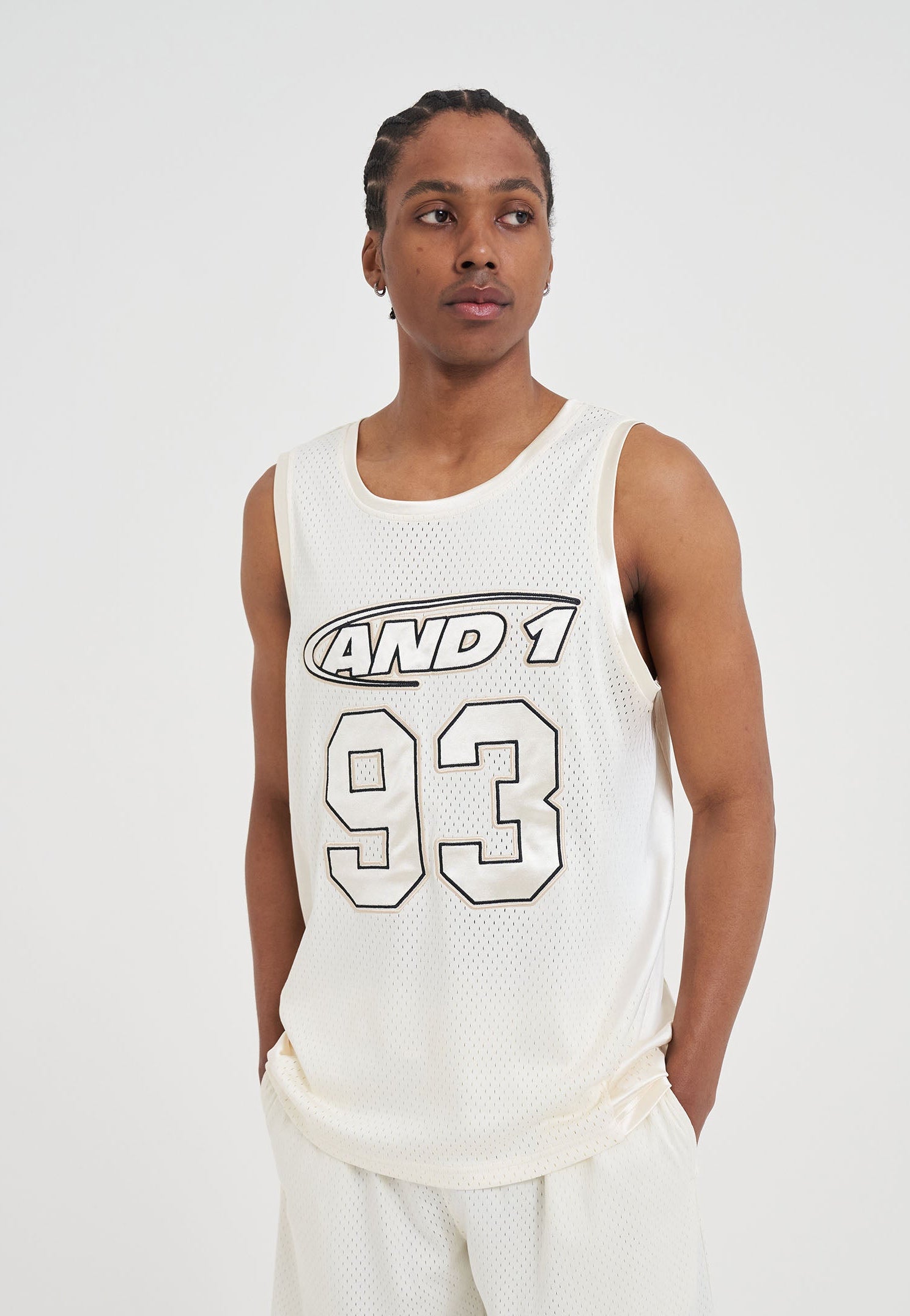 Mens 93 Airtex Vest Top - Ecru – And1
