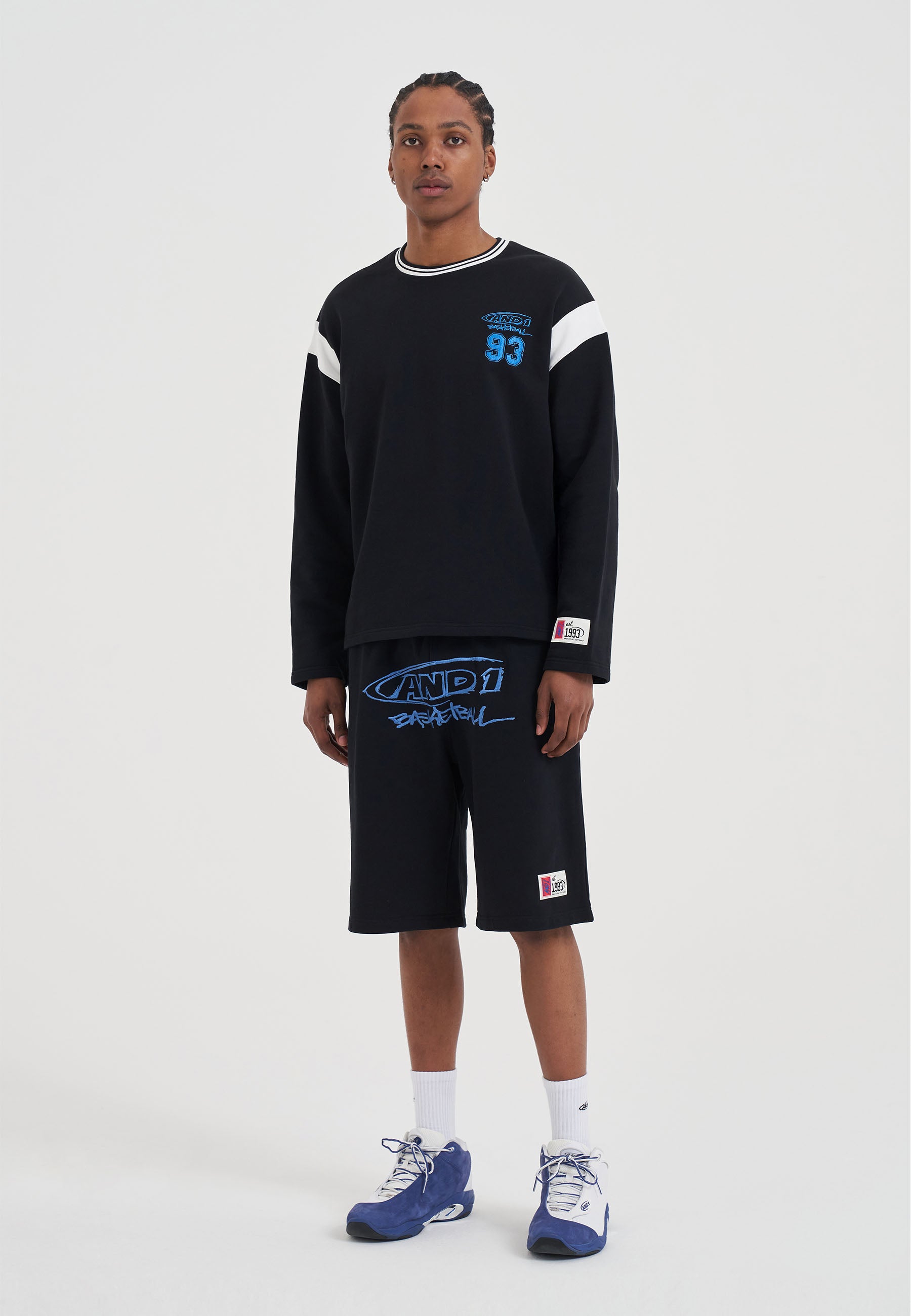 Mens Core 93 Panelled Long Sleeve Sweatshirt - Black – And1