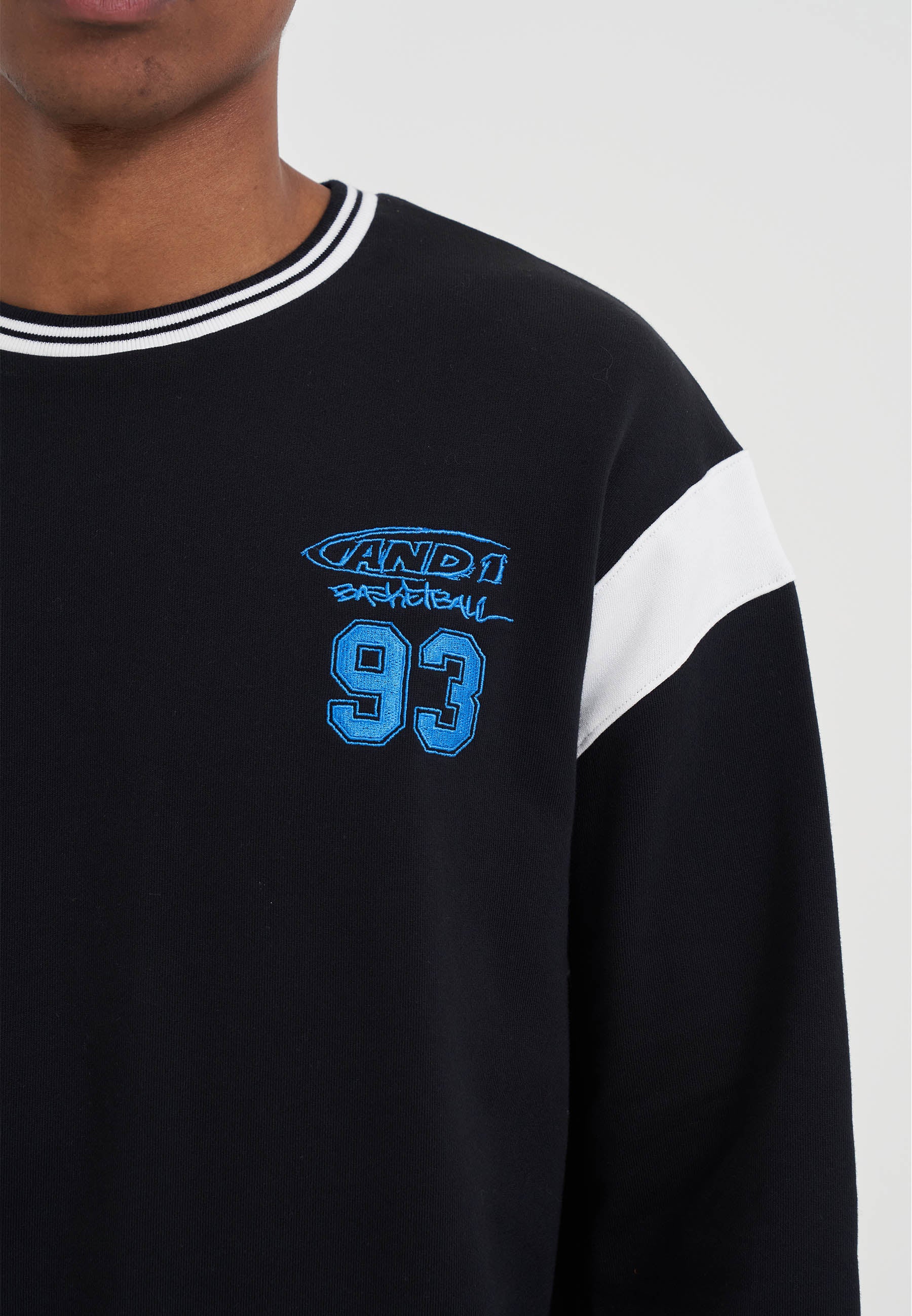 Mens Core 93 Panelled Long Sleeve Sweatshirt - Black – And1