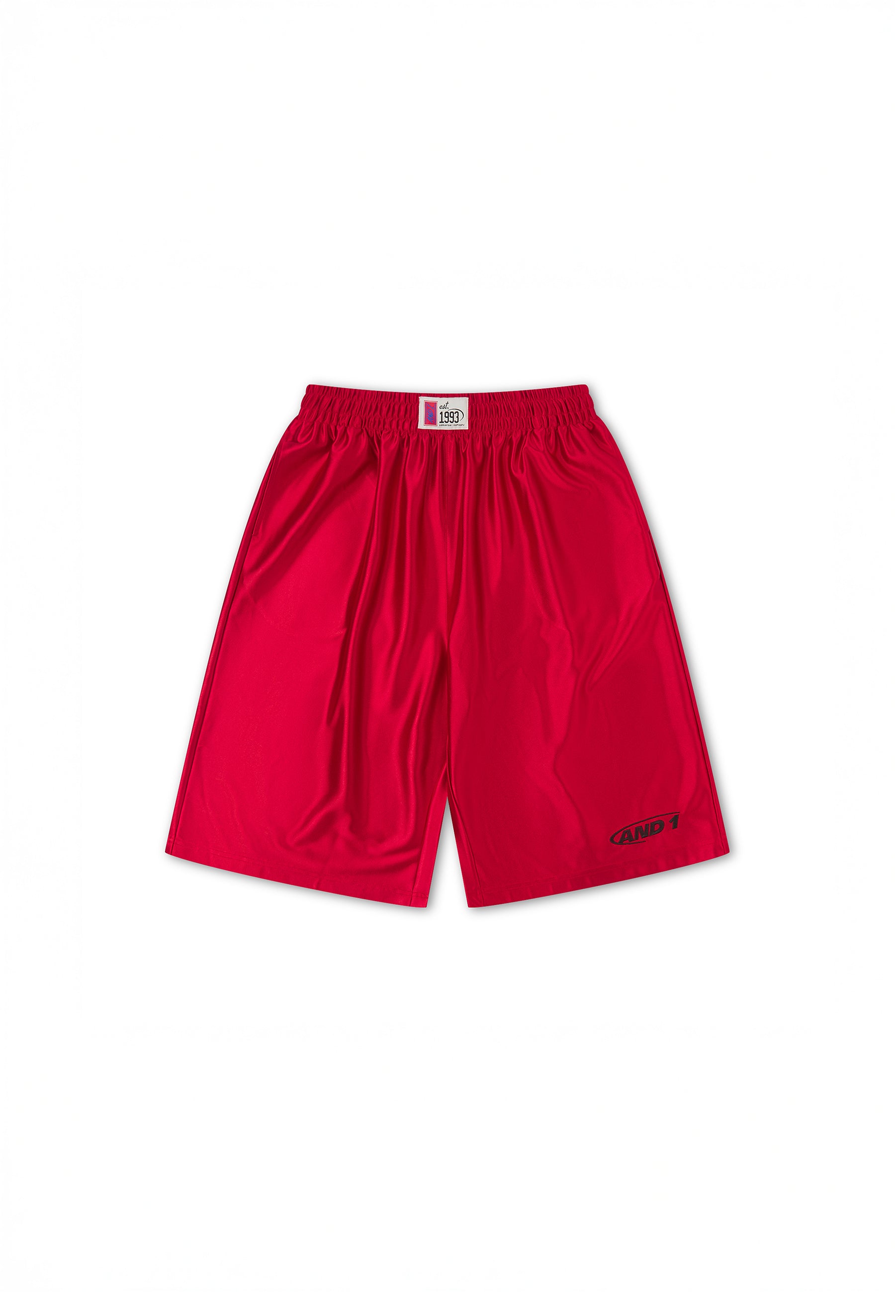 Mens Core Satin Badge Basketball Shorts - Red – And1