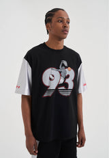 Herren-T-Shirt im Jersey-Stil mit Farbblockdesign – Schwarz