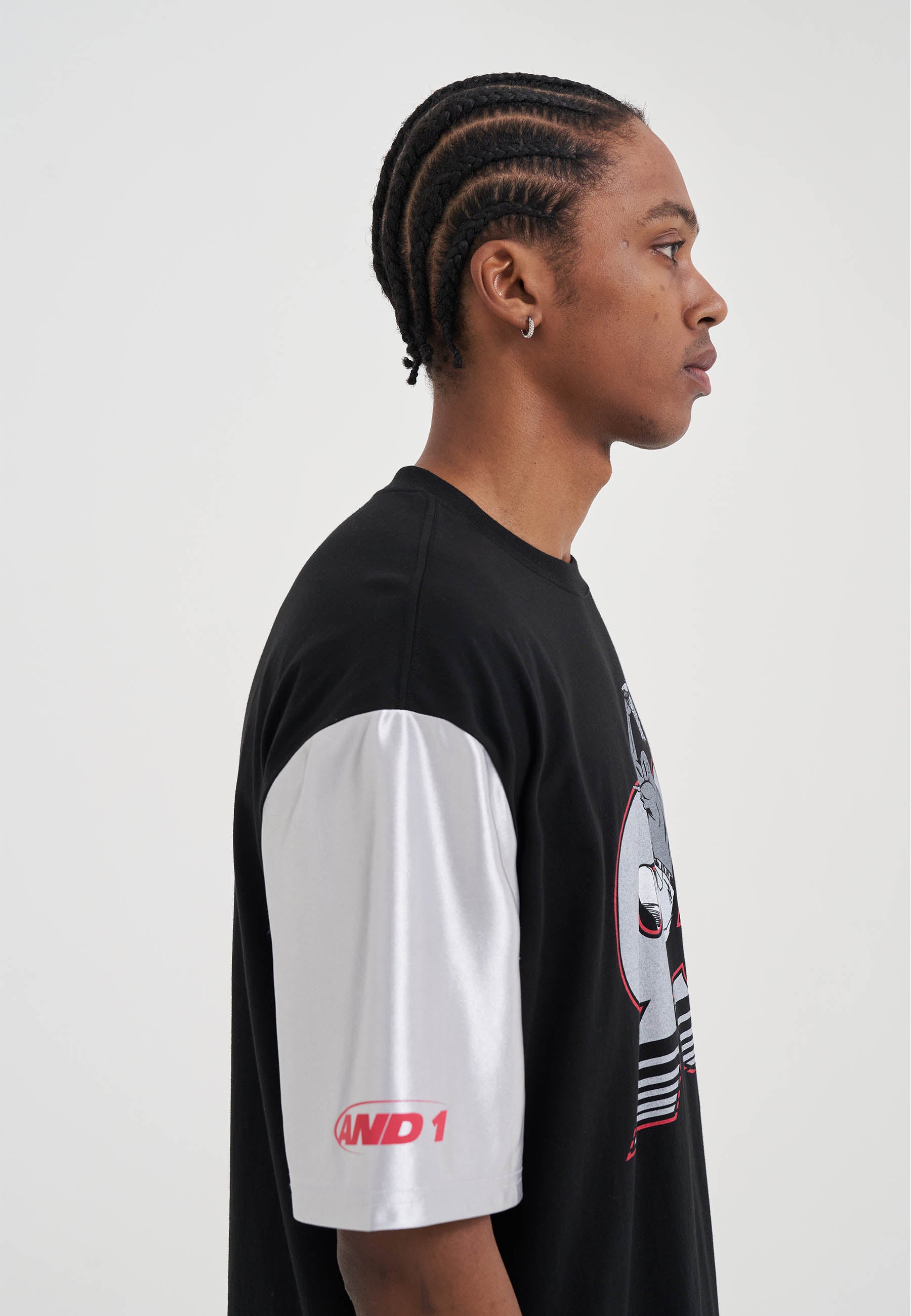 Mens Jersey Style Colourblock T-Shirt - Black – And1