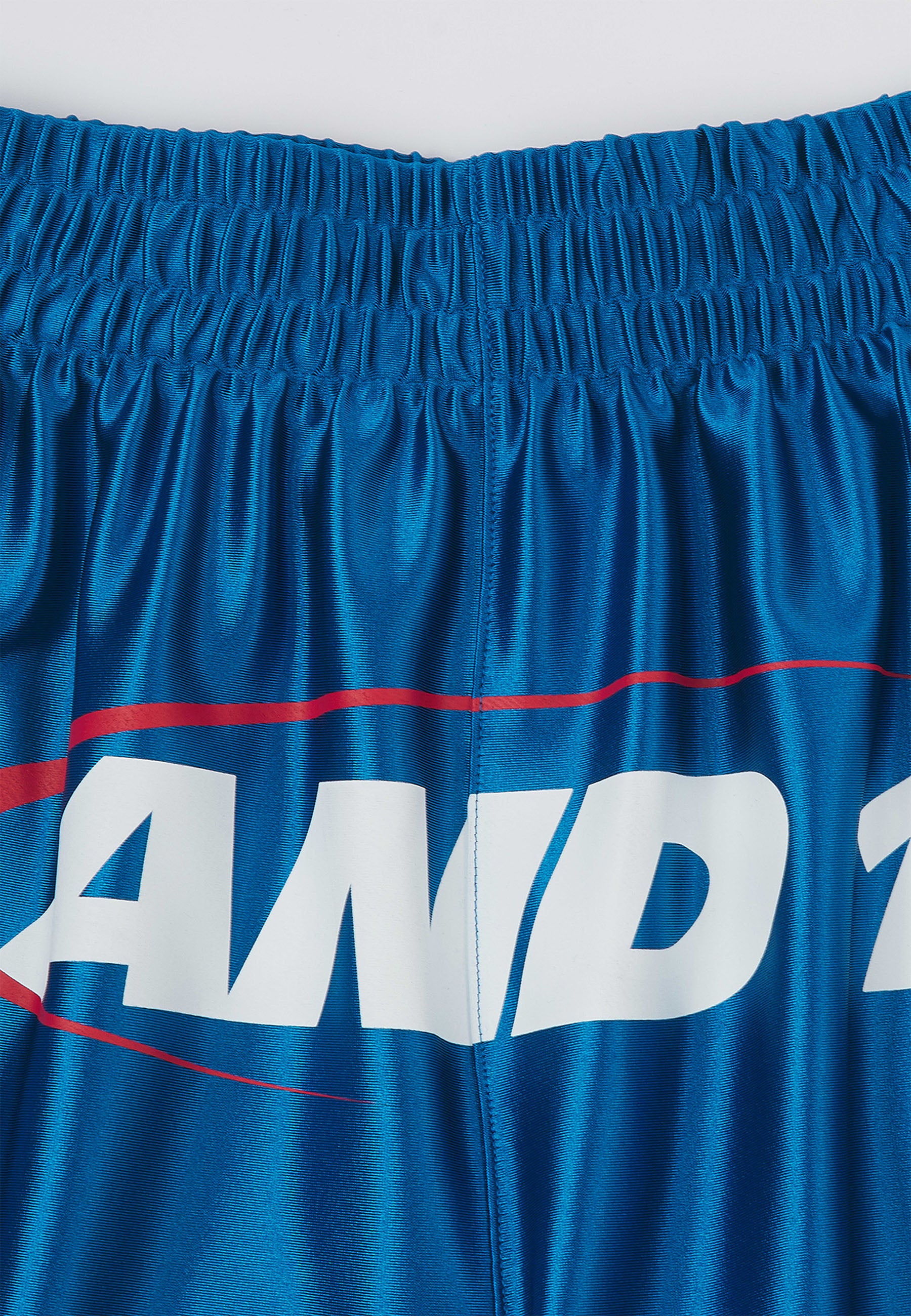 Mens Satin Sport Graphic Basketball Shorts - Blue – And1