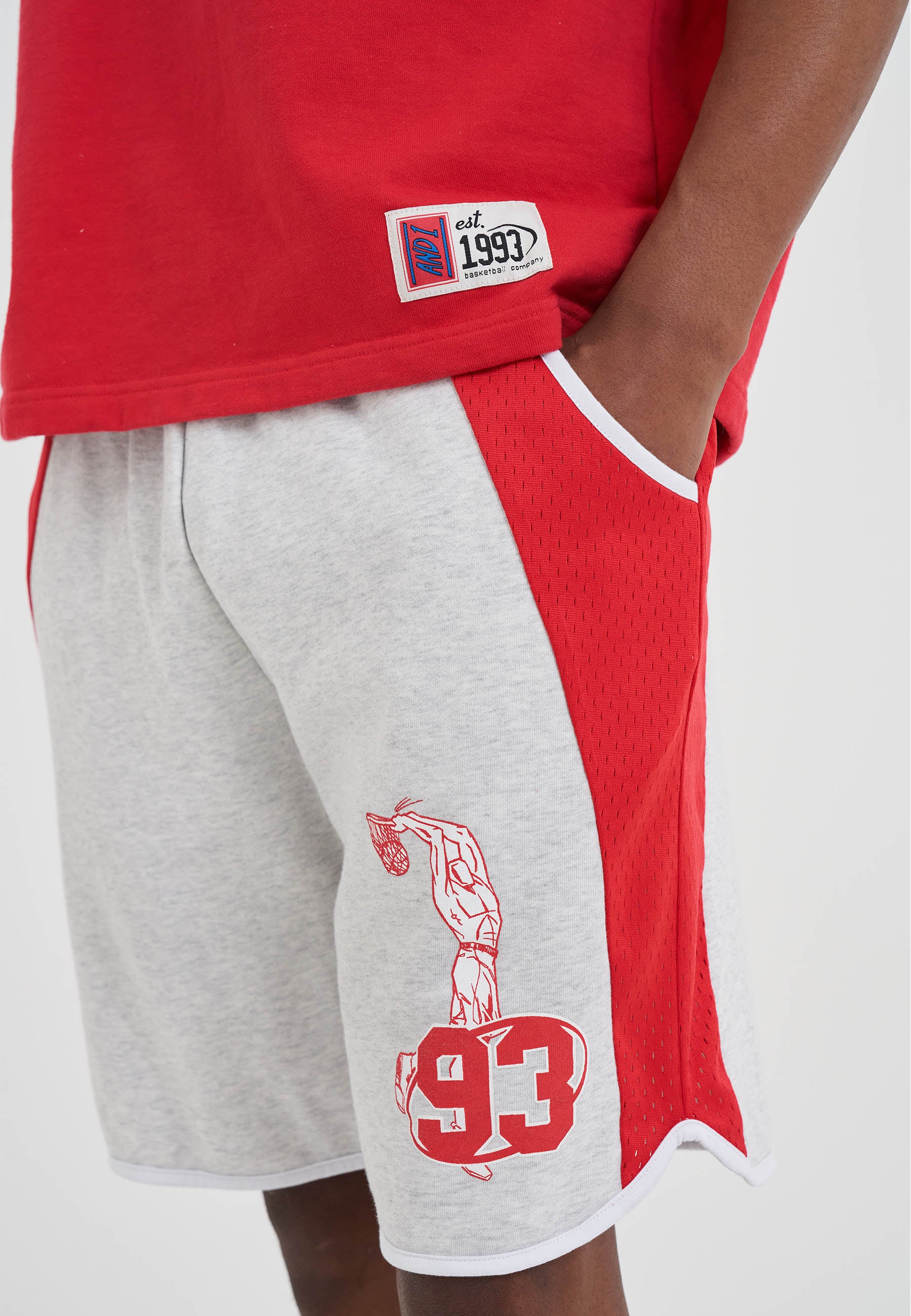 Mens Shooter Panelled Shorts - Red – And1