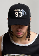 Unisex And1 Player Handles Applique 6 Panel Golf Trucker - Black/Black