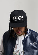 Unisex And1 Stacked Logo Embroidery 5 Panel Flat Peak Cap - Black
