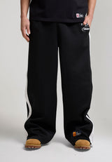 Pantalons de jogging décontractés rétro pour hommes à boutons-pression - Noir