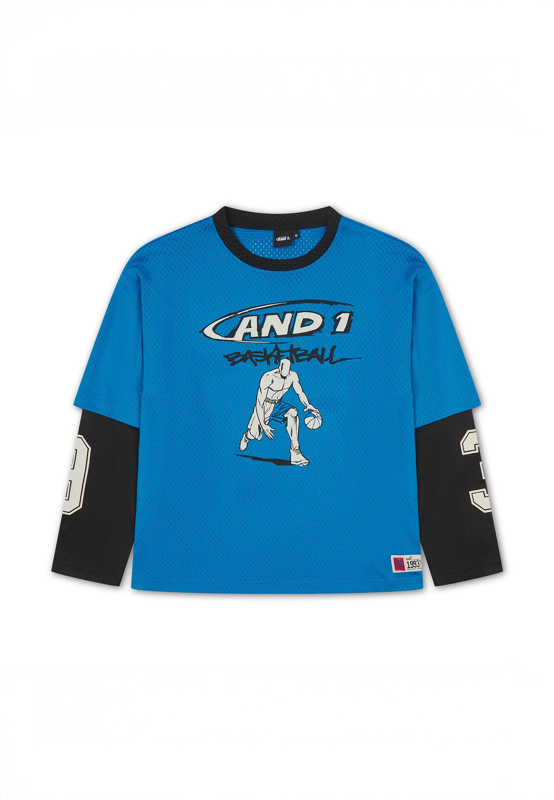 Mens Double Layer Mesh Long Sleeve T-Shirt - Blue – And1