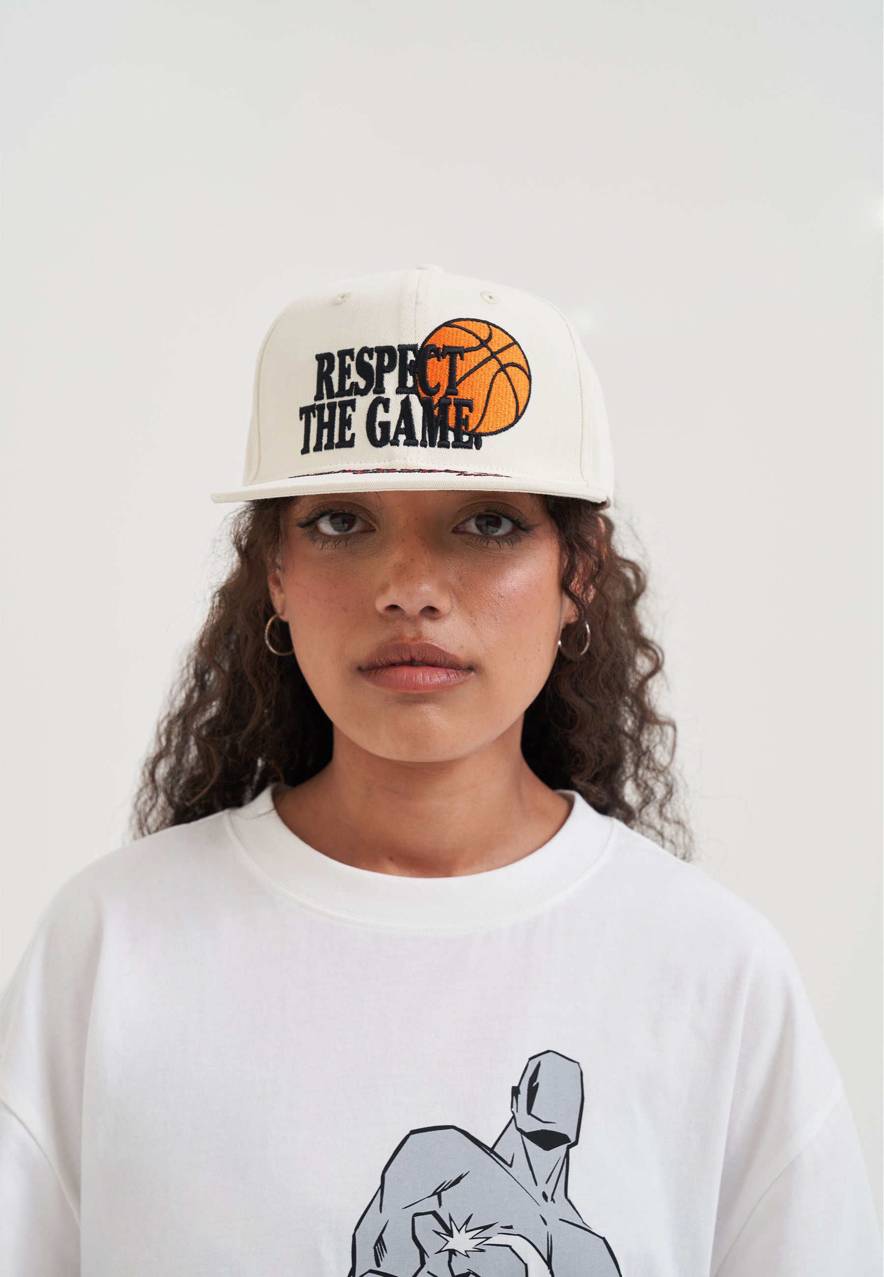 Respect Slogan 6 Panel Flat Peak Cap - Cream – And1