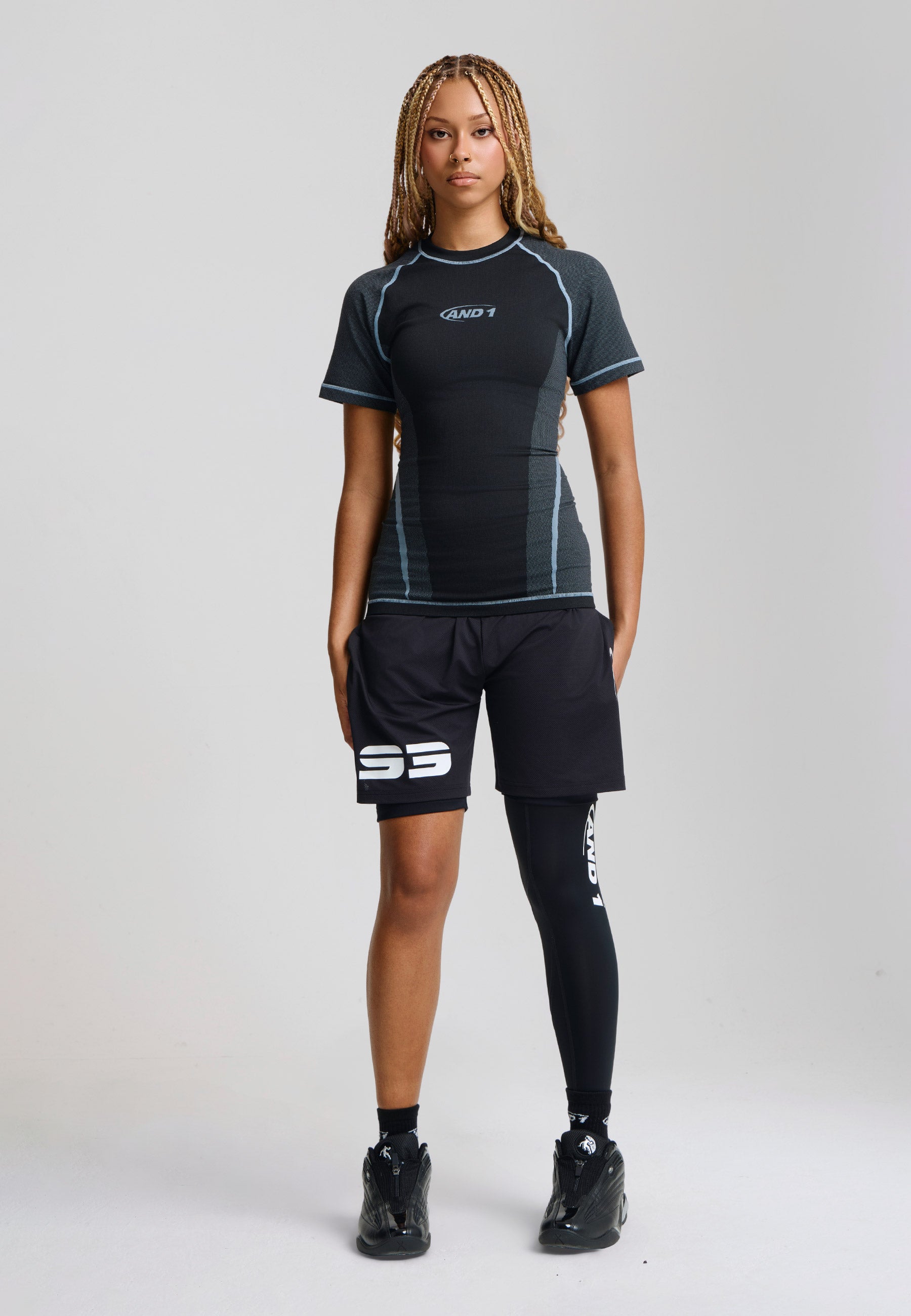 Unisex Double Layer Running Shorts - Black – And1