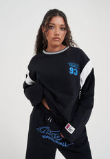 Sweat-shirt à manches longues et empiècements Core 93 pour femme - Noir