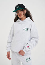 Damskie podstawowa bluza z kapturem z graficznym retro logo - Frost Marl