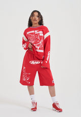 Damskie spodenki Jersey off the Rim – Czerwone