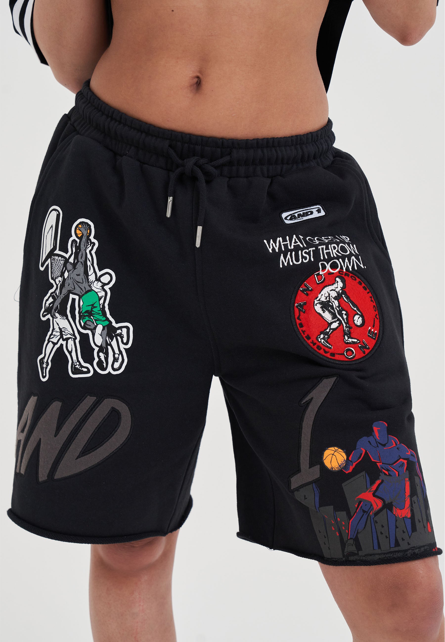 Womens Multi Applique Shorts - Black – And1