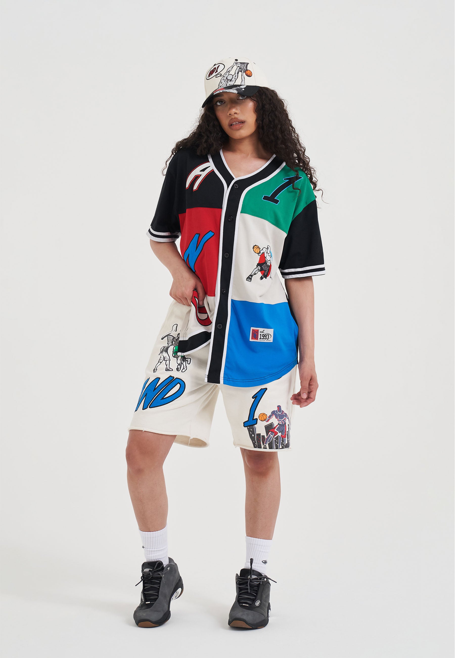 Womens Multi Applique Shorts - Ecru – And1
